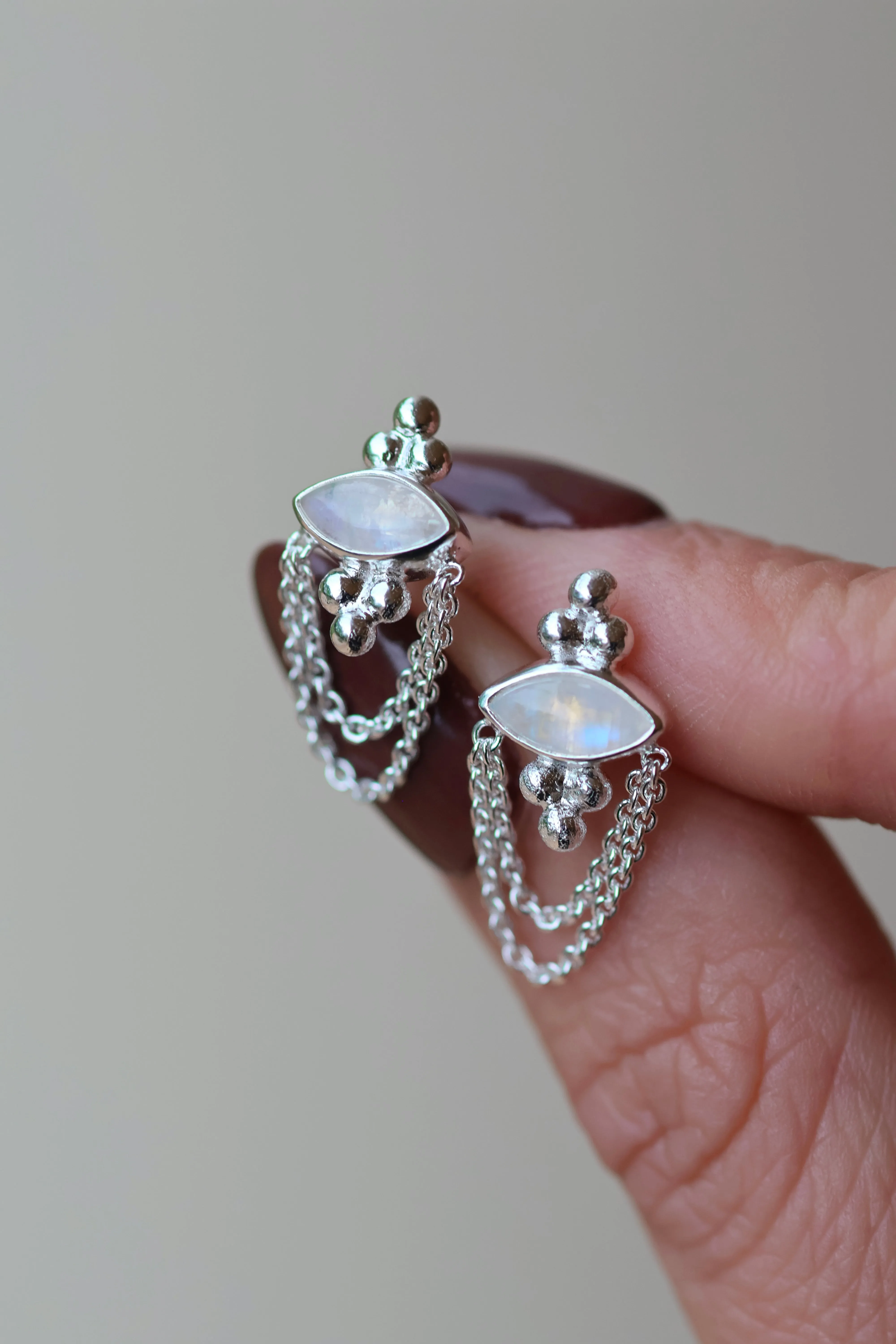 Natalia Sterling Silver Rainbow Moonstone Earrings