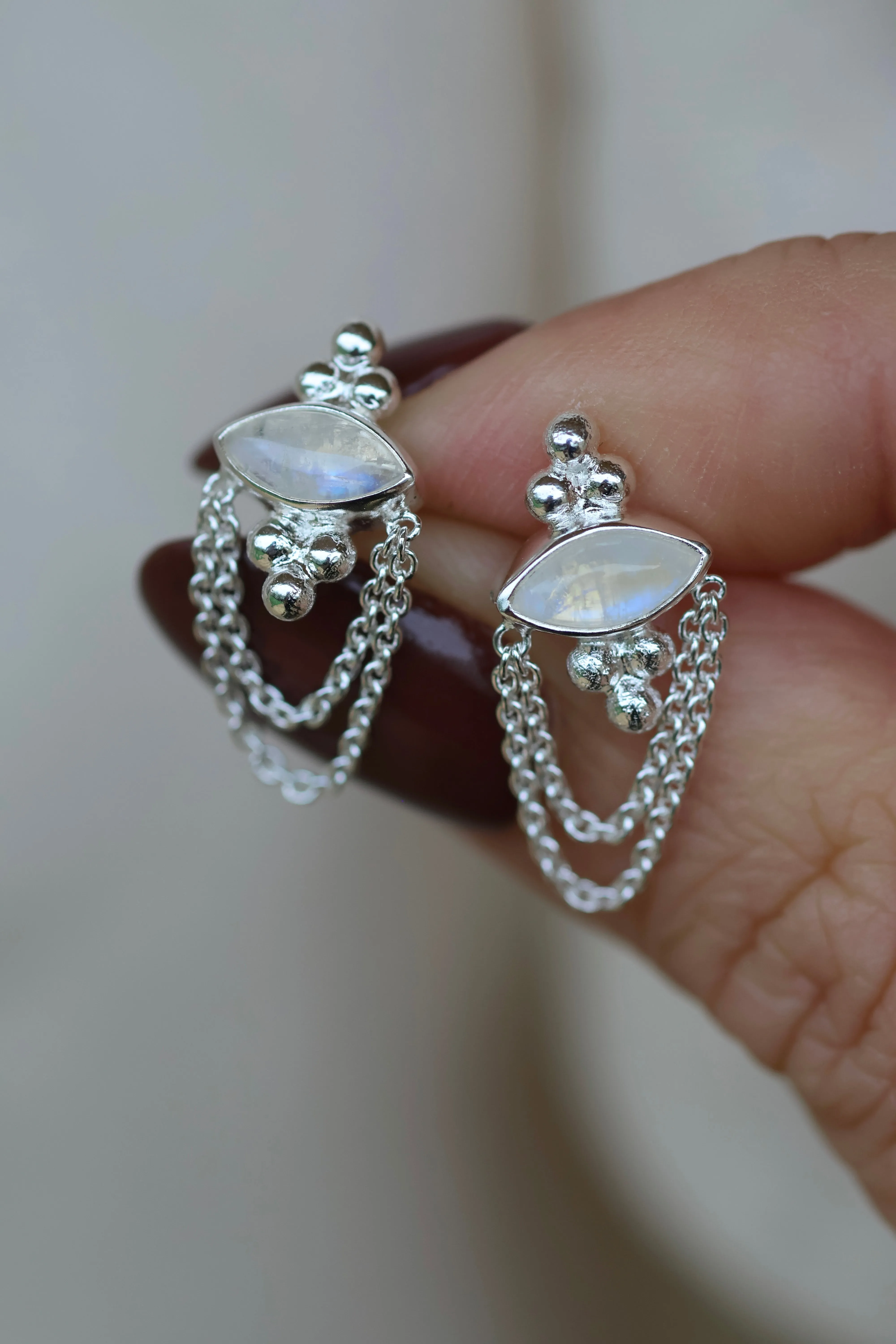 Natalia Sterling Silver Rainbow Moonstone Earrings