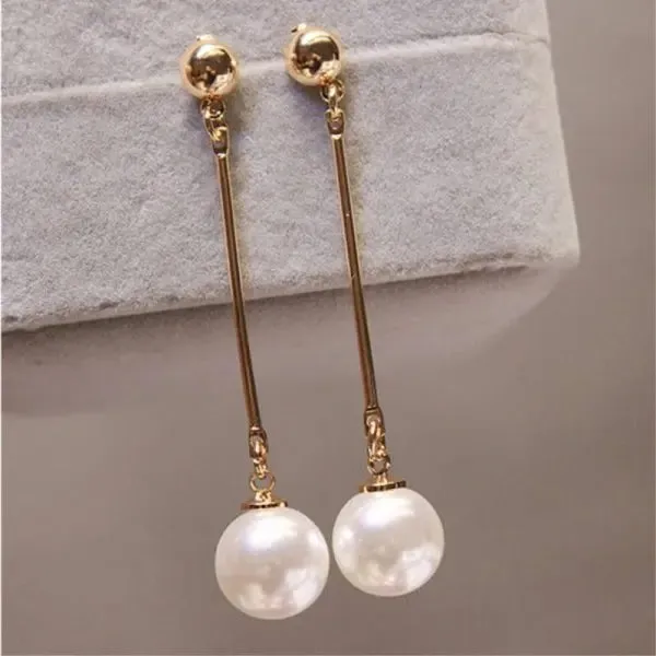 New Classic Elegant Imitation Pearl Dangle Earrings For Women Crystal Long Tassel Exquisite Drop Earring Wedding Jewelry