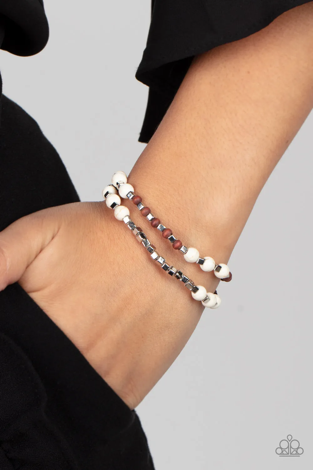 PAPARAZZI Backcountry Beauty - White BRACELET