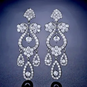 "Kalie" - Silver Crystal Bridal Earrings