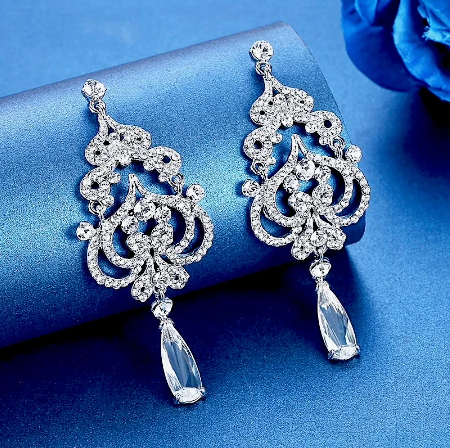 "Kelsey" - Rhinestone Bridal Earrings