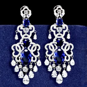 "Phoenix" - Chandelier Cubic Zirconia Bridal Earrings - More Colors