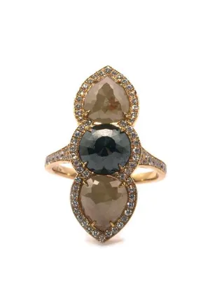 Rahaminov 18KRG Vertical Grey & Black Diamond Ring