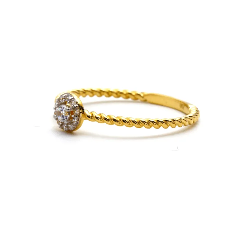 Real Gold Rope Twisted Luxury Stone Ring 0377 (SIZE 6.5) R1723