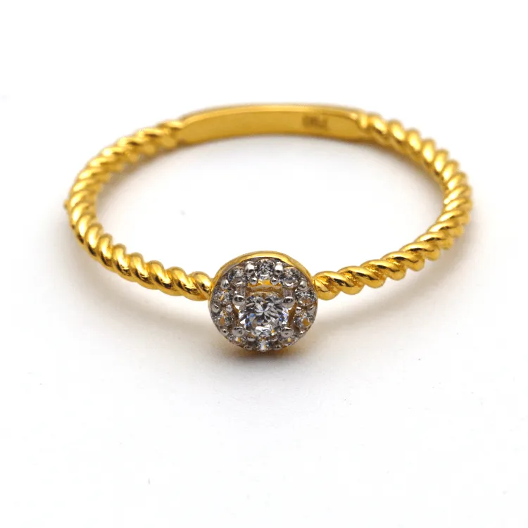 Real Gold Rope Twisted Luxury Stone Ring 0377 (SIZE 6.5) R1723