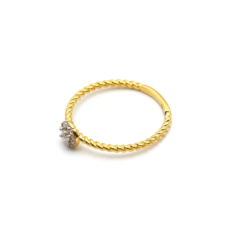 Real Gold Rope Twisted Luxury Stone Ring 0377 (SIZE 6.5) R1723