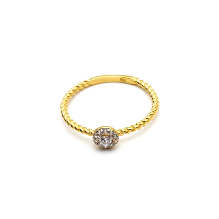 Real Gold Rope Twisted Luxury Stone Ring 0377 (SIZE 6.5) R1723