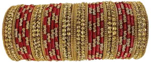 Red and Gold Glass Bangles