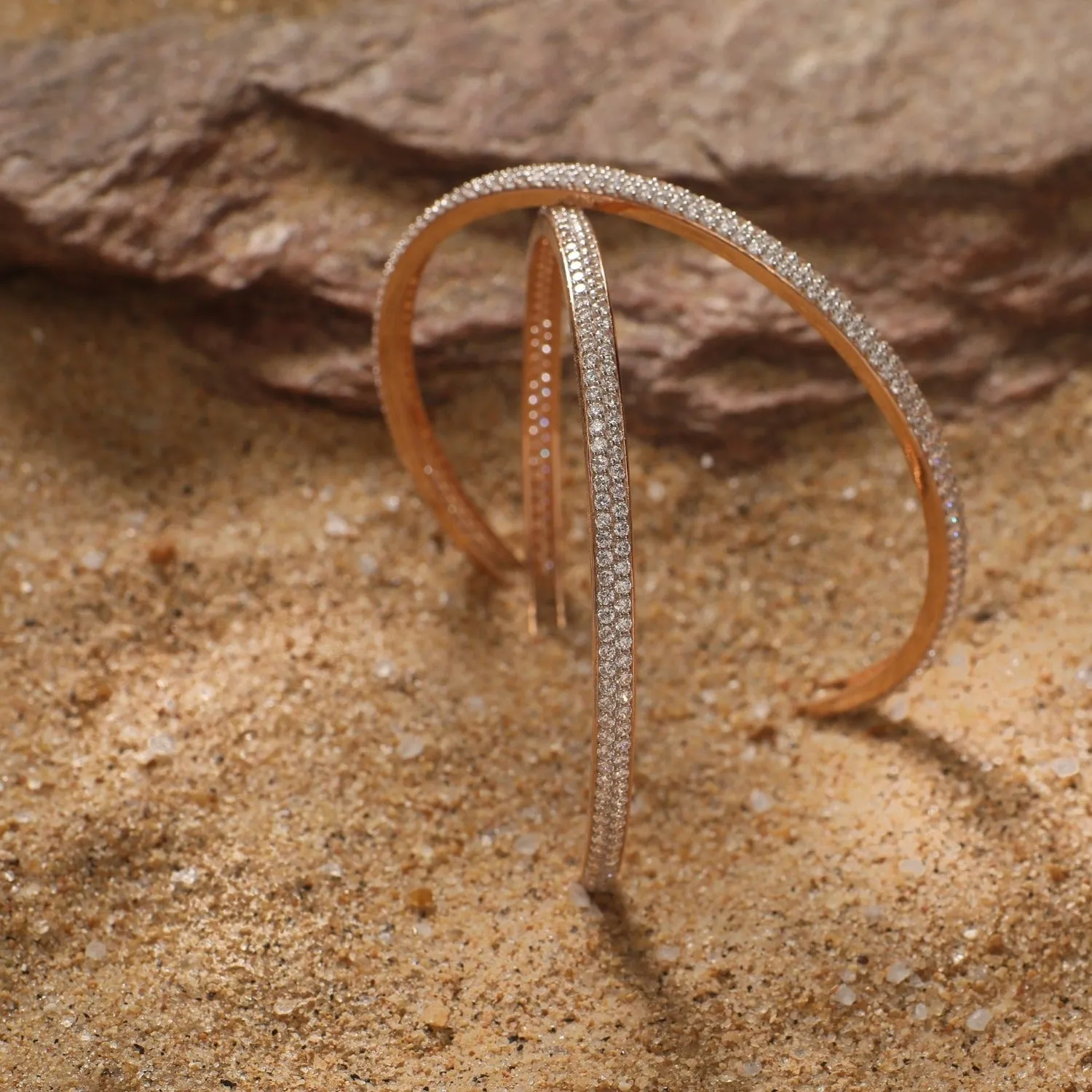 Rose Delicate Silver Bangles