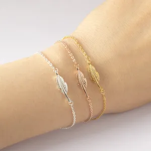 Rose Gold Feather Leaf Delicate Bracelet Female Jewelry Bracelet Girl Alloy Chain