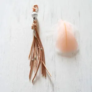 Rose Gold Leather Bag Pendant with Howlite