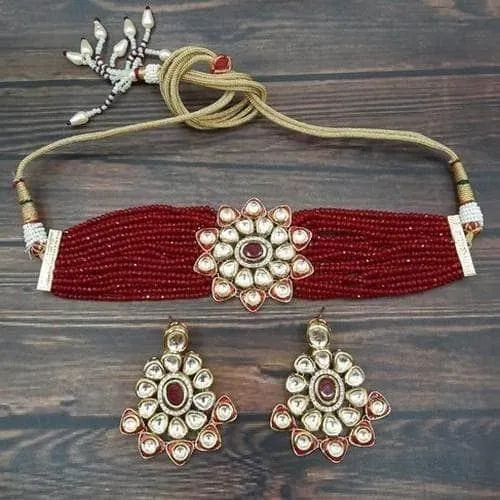 Round Meena Pendant Choker Set