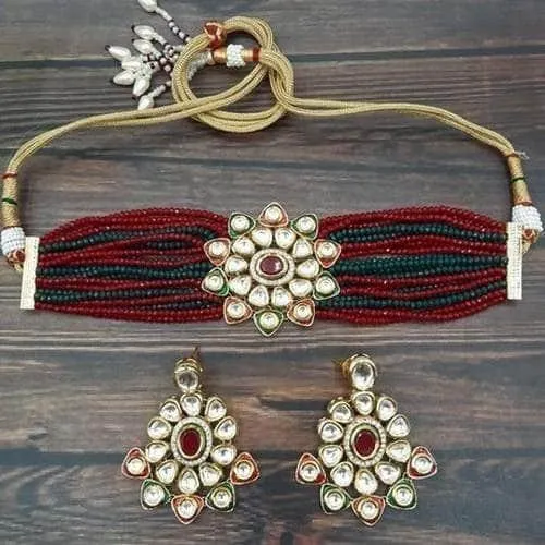 Round Meena Pendant Choker Set