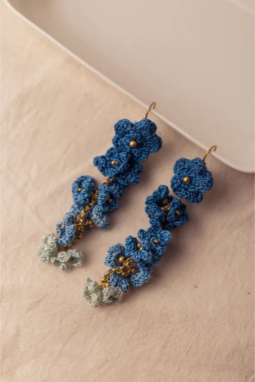 Samoolam Indigo Shower Floral Danglers