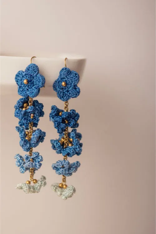 Samoolam Indigo Shower Floral Danglers