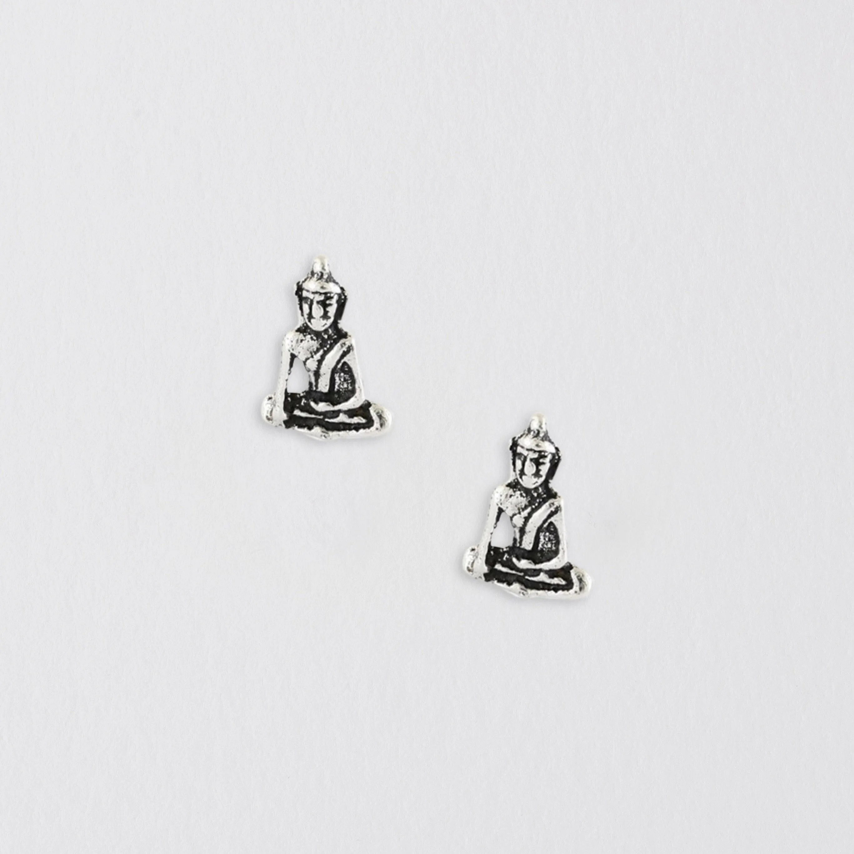 Silver Buddha Ear Studs - Spiritual and Stunning Earrings for a Touch of Serenity