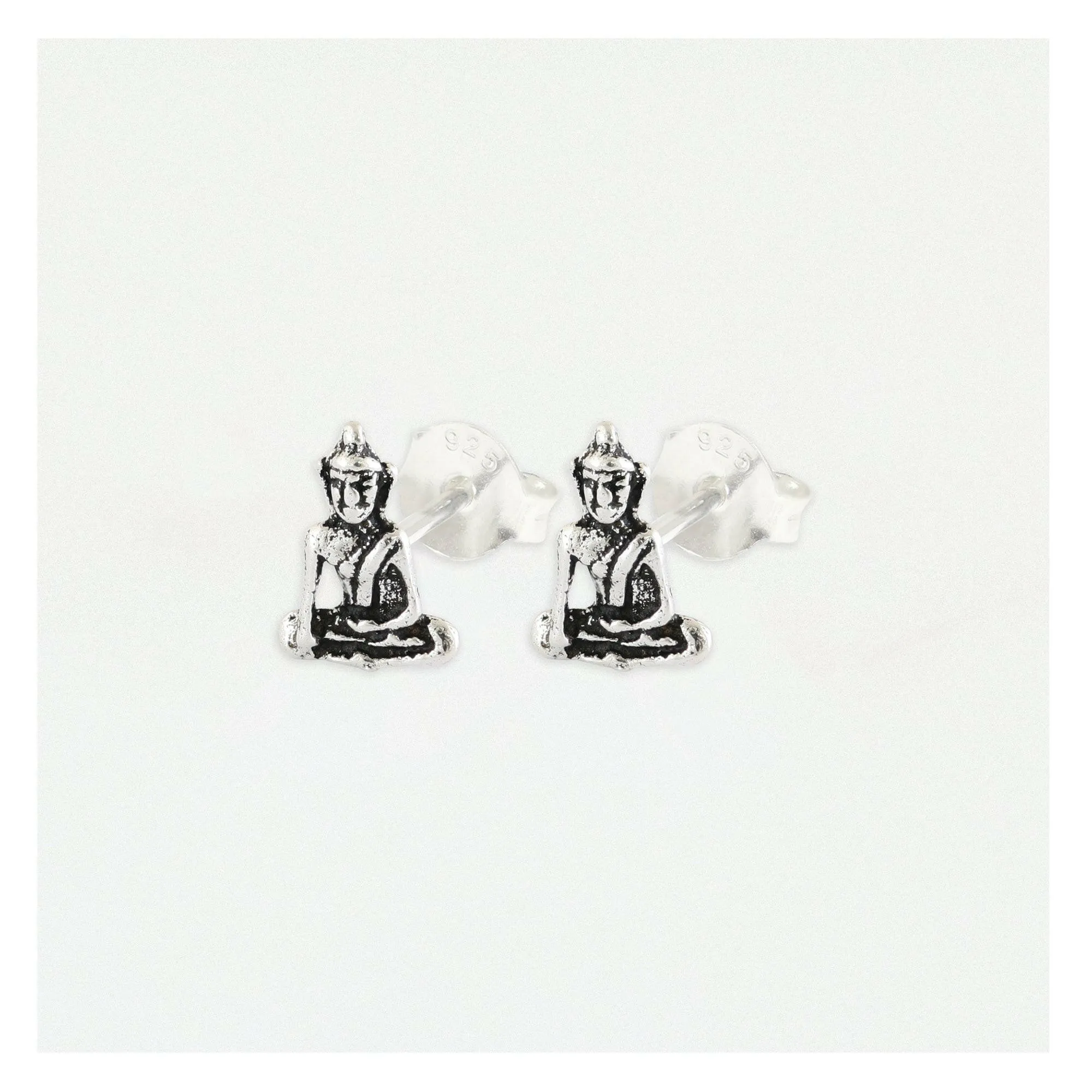 Silver Buddha Ear Studs - Spiritual and Stunning Earrings for a Touch of Serenity