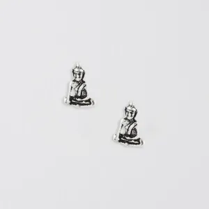 Silver Buddha Ear Studs - Spiritual and Stunning Earrings for a Touch of Serenity