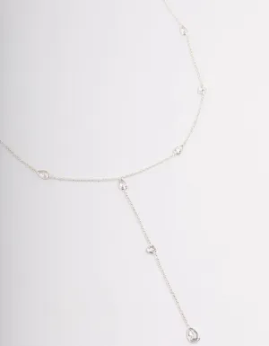 Silver Plated Diamante Lariat Y-Necklace