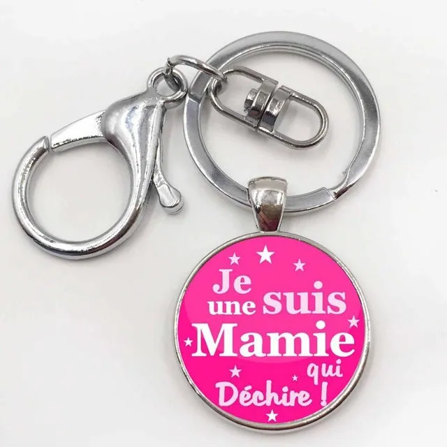 Steampunk Pop Rock band keychains summer jewelry je suis une animatrice key holder Glass gem art picture pendant Alloy key ring