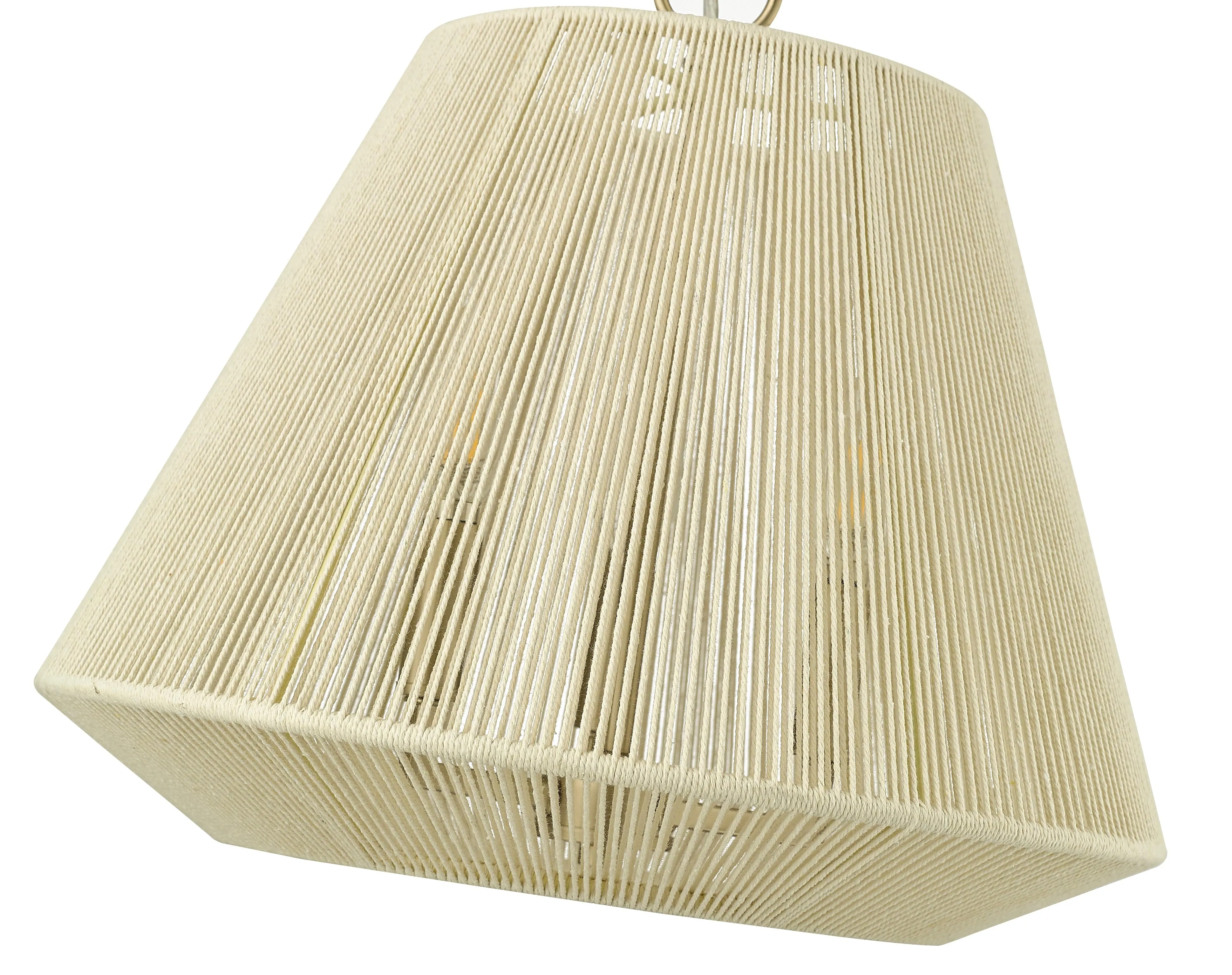 Sterling Pendant - Modern Gold - Cotton Twine Shade - 16.4in. Diameter - E12 Candelabra Base