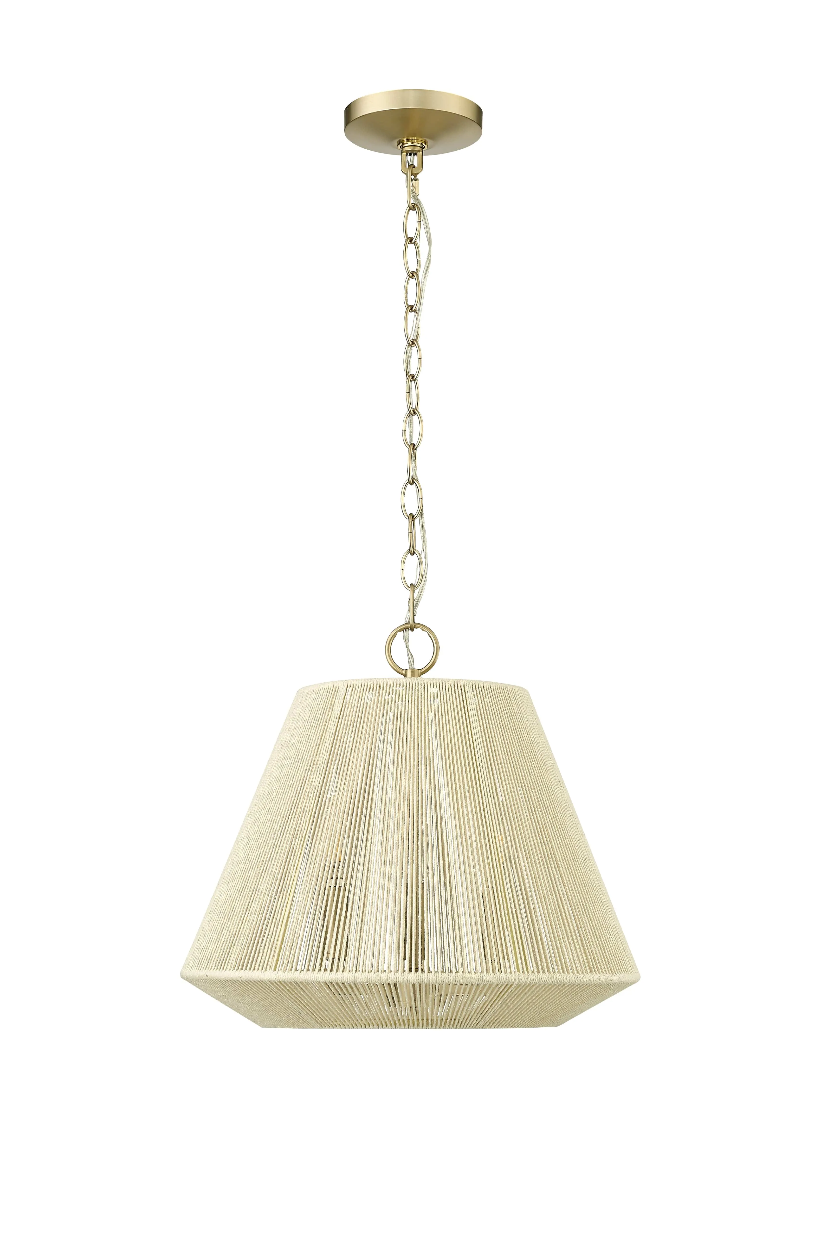 Sterling Pendant - Modern Gold - Cotton Twine Shade - 16.4in. Diameter - E12 Candelabra Base