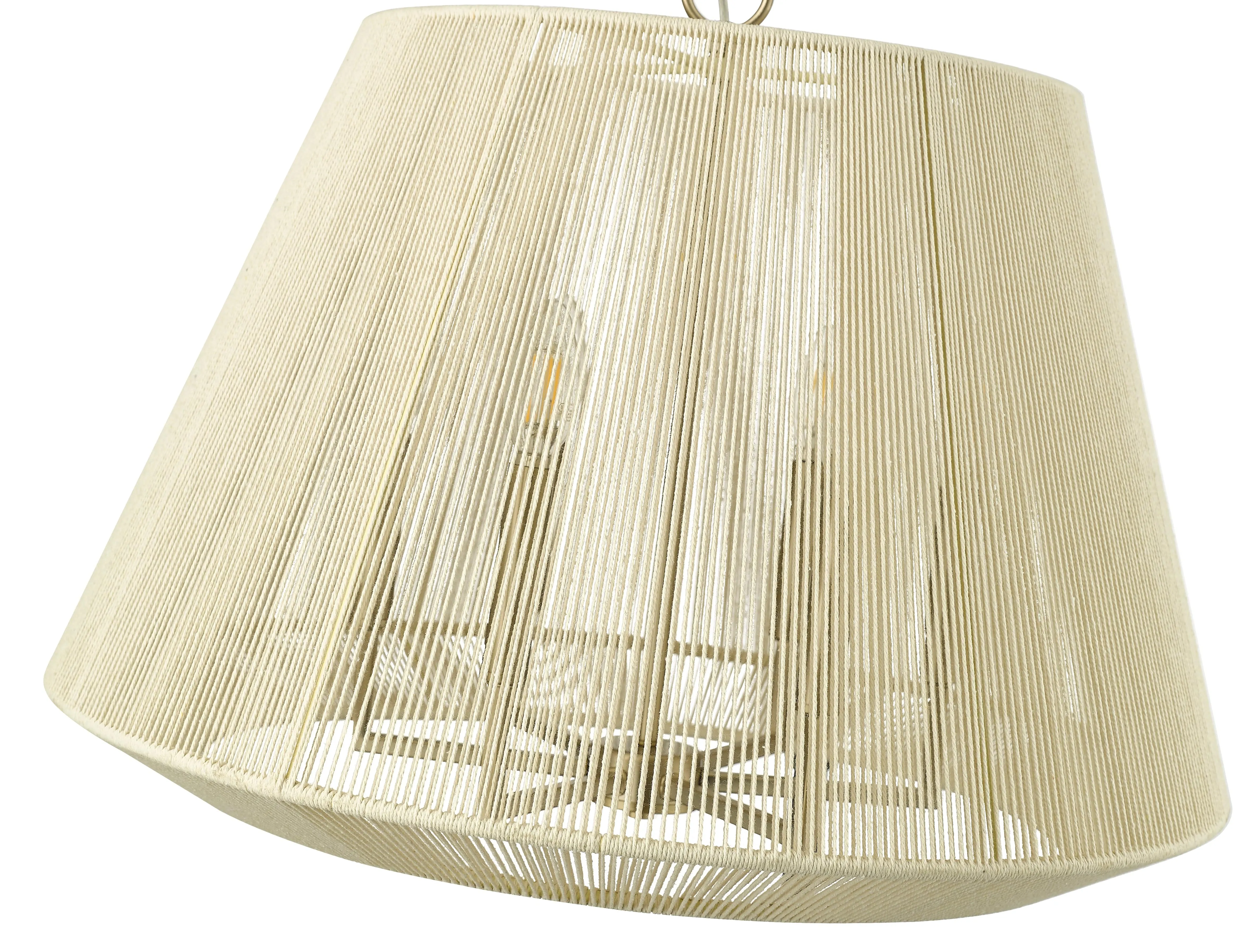 Sterling Pendant - Modern Gold - Cotton Twine Shade - 24.3in. Diameter - E12 Candelabra Base