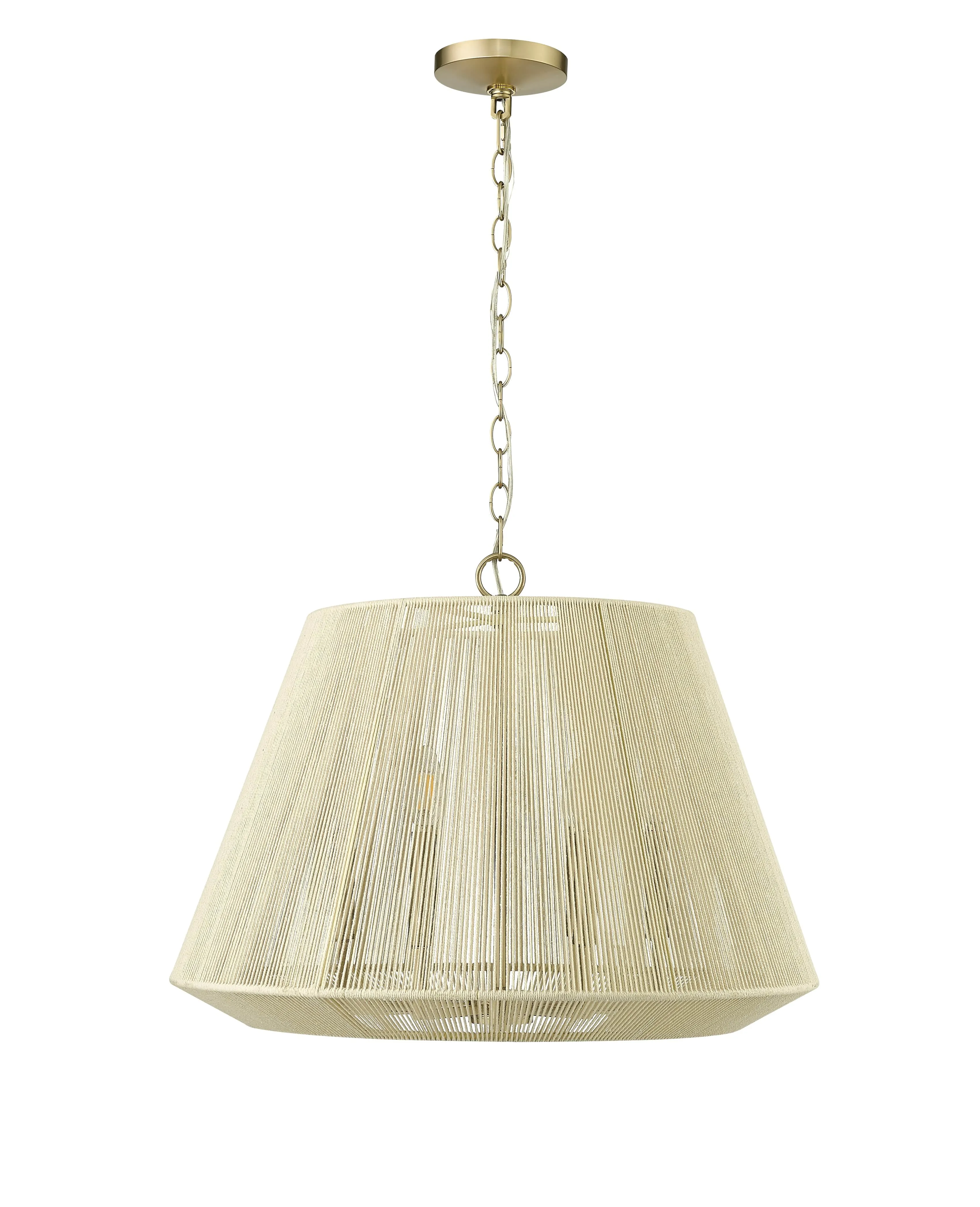 Sterling Pendant - Modern Gold - Cotton Twine Shade - 24.3in. Diameter - E12 Candelabra Base