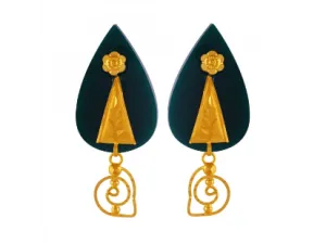 Tear Drop Shape Pola Earrings Adorned With 22k Gold