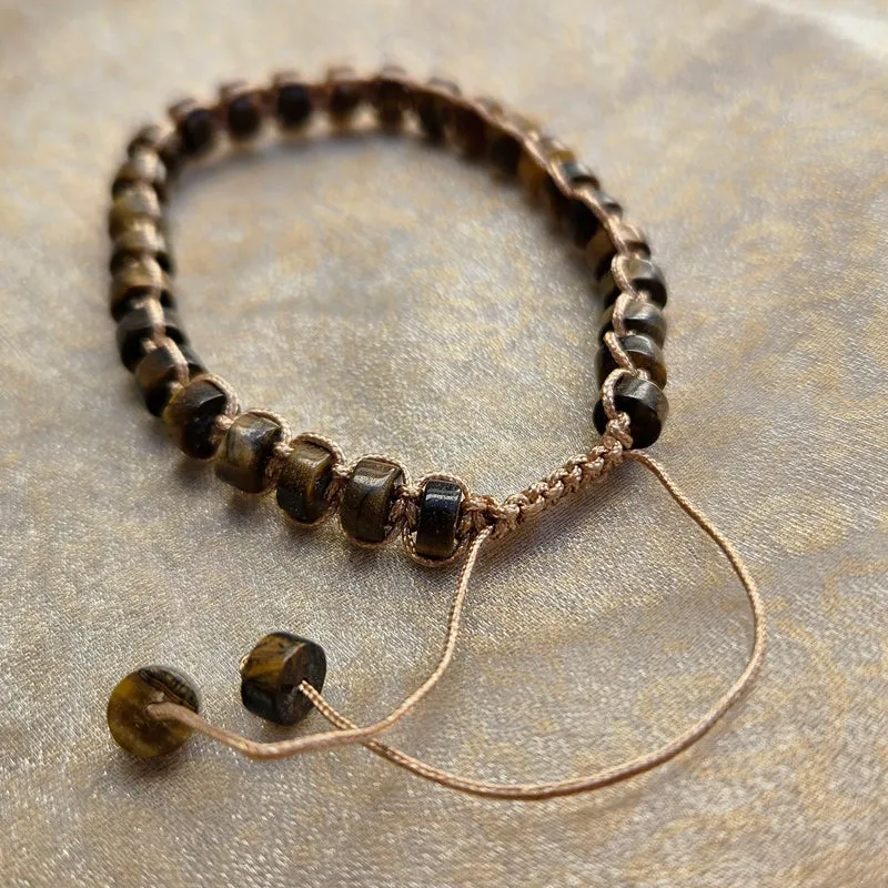 Tiger Eye Natural Stone Adjustable Bracelet