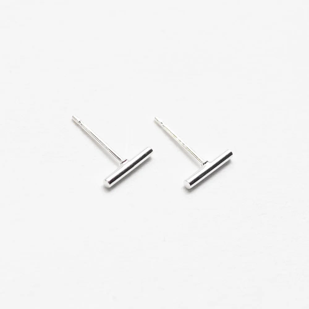 Tiny Silver Bar Studs