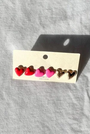 Triple Heart Earring Set