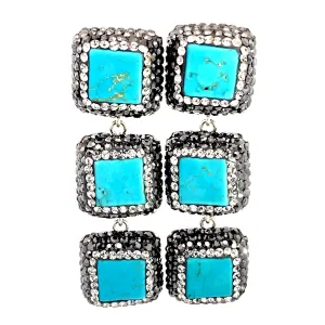 Turquoise 3 Tier 925 Sterling Silver Earring