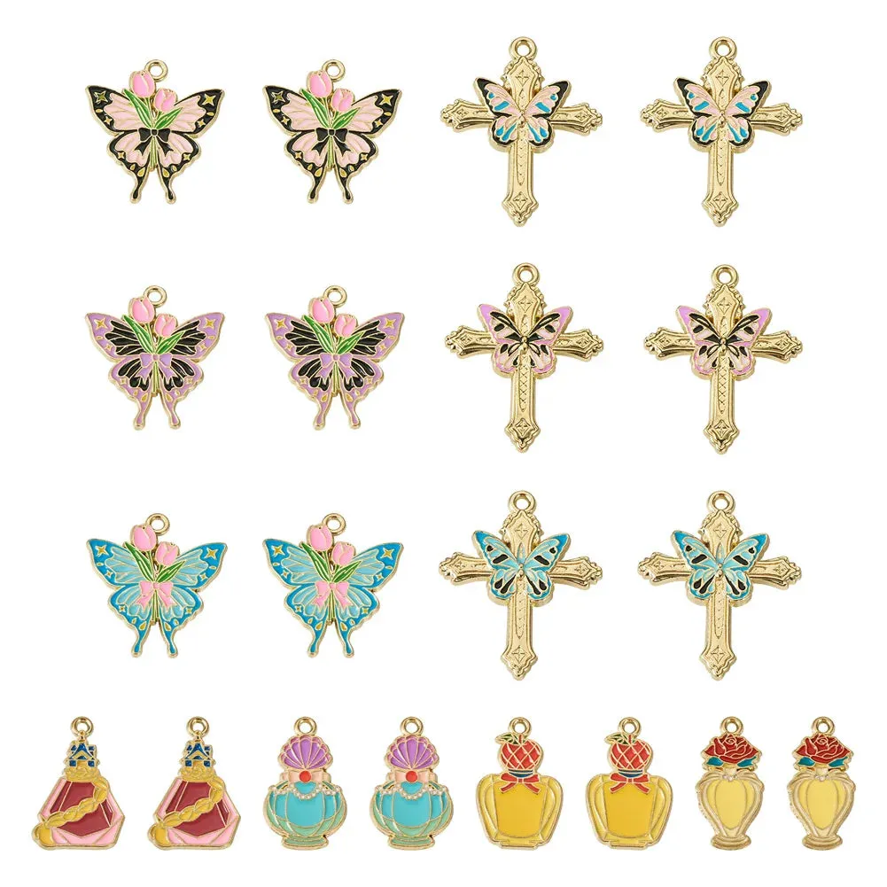 Twenty Charming Mixed Enamel Charms for DIY Jewellery Making