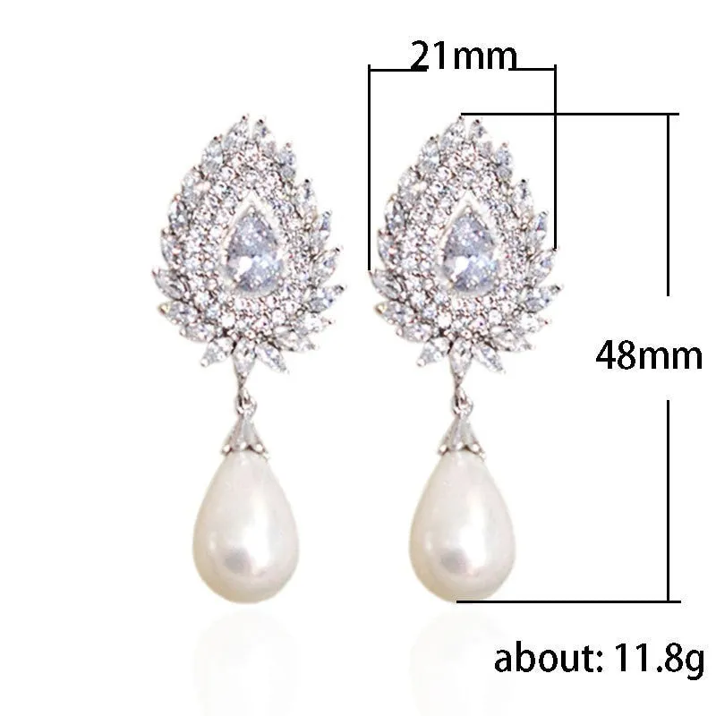 Vintage White Imitation Pearls Dangle Earrings for Women