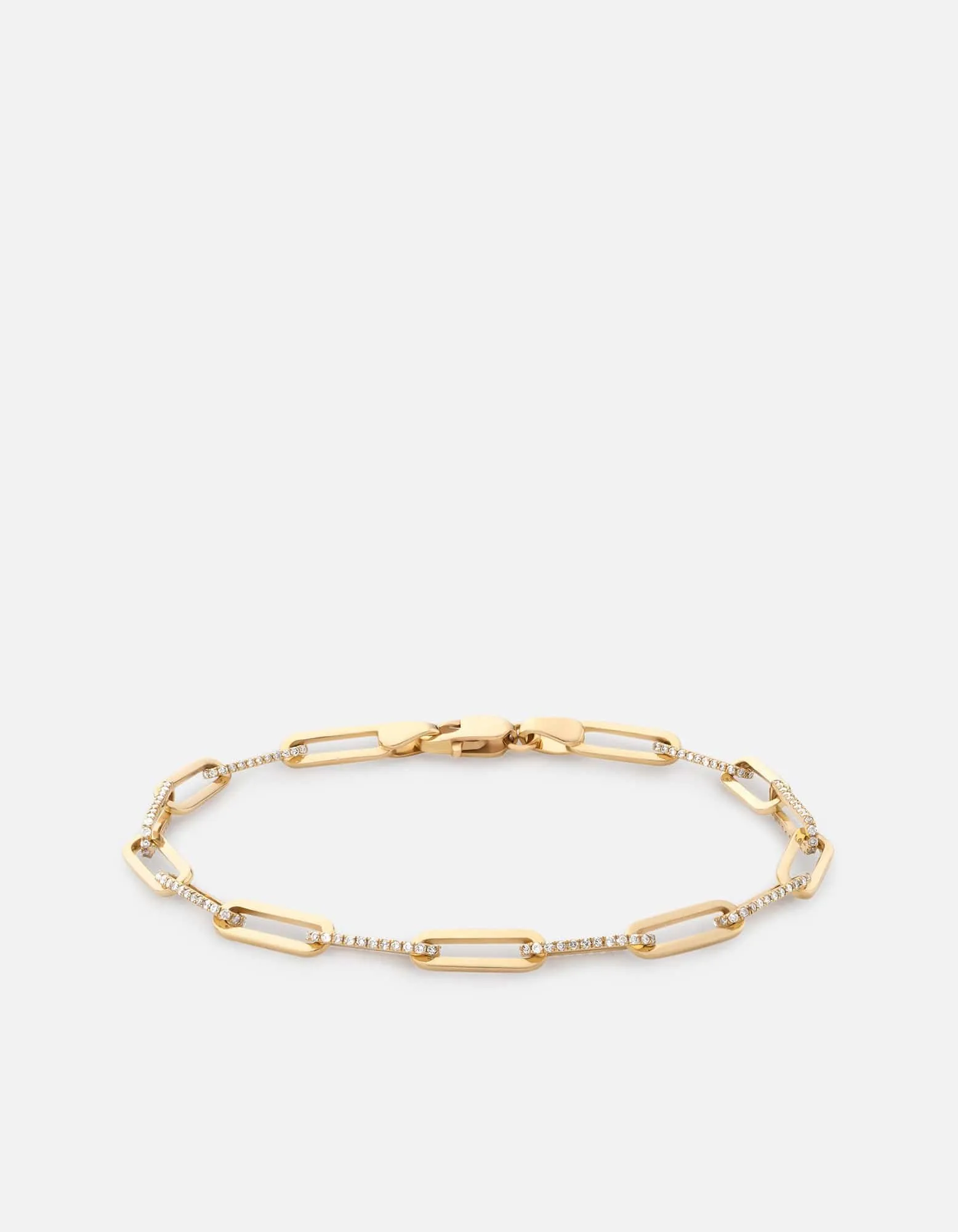 Volt Link Bracelet, 14k Gold Pavé