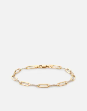 Volt Link Bracelet, 14k Gold Pavé