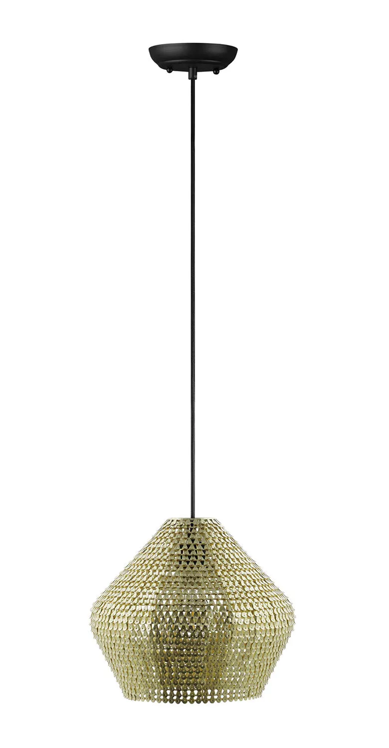 WE Furniture 12" Living Room Crown Sparkle Pendant - Gold