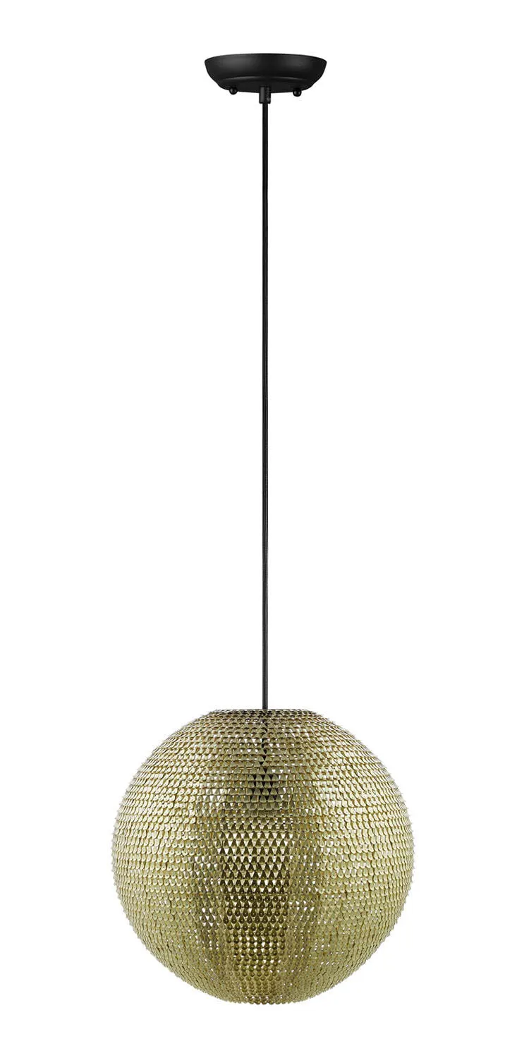 WE Furniture 16" Living Room Hand-crafted Globe Sparkle Pendant - Gold