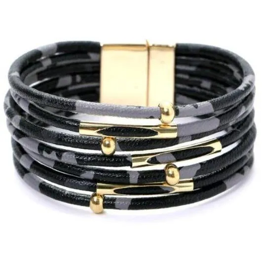 Women Multi-layers Gold Silver Colour Beads Sequins Set Bracelets