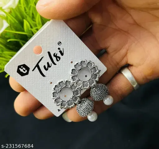 Wonderful Earrings &amp; Studs - Oxidised Silver Adjustable Jhumkhas