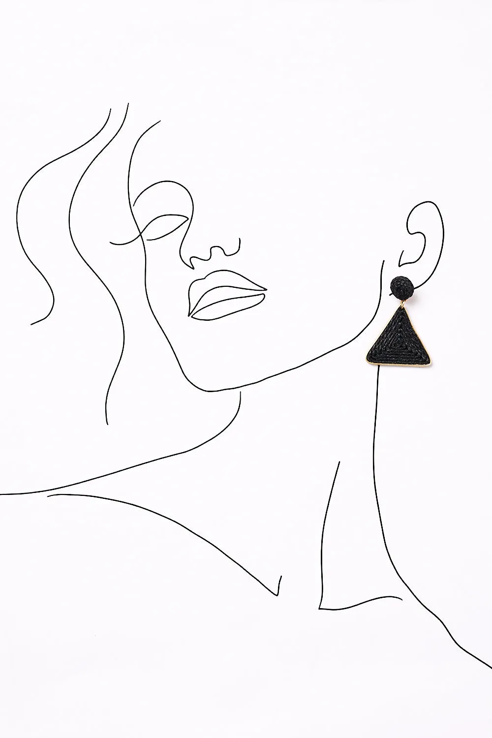 Woven Triangle Earrings in Black