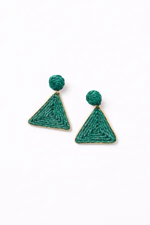 Woven Triangle Earrings in Green